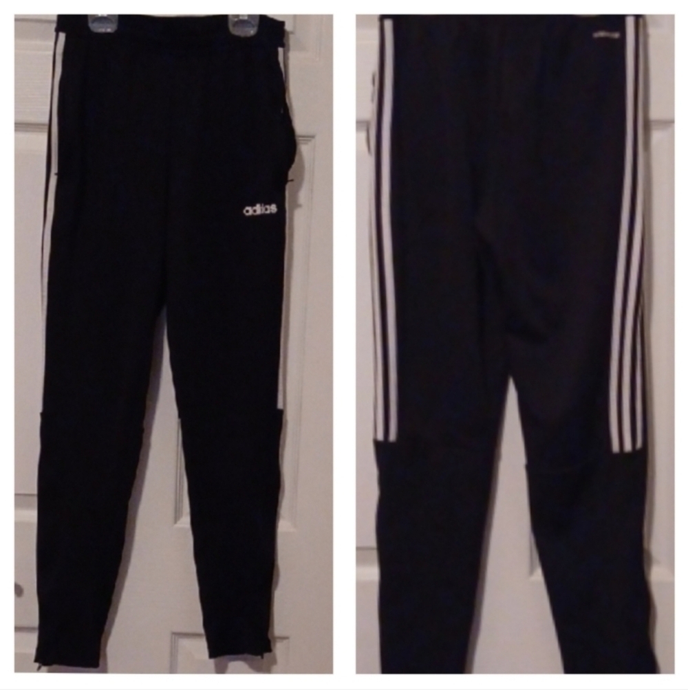 -- Adidas Kids Navy Joggers with White Logo Boy's Size Small - Picture 3 of 8